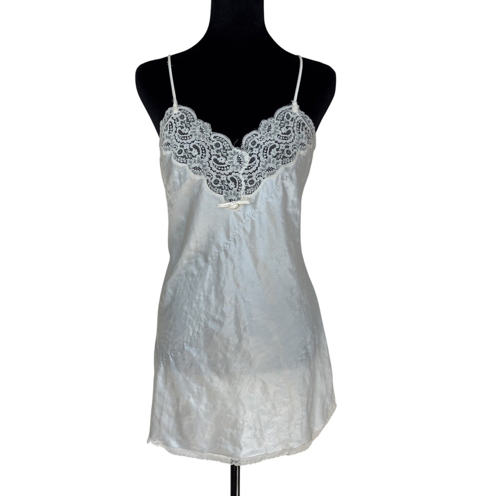 Vintage Christian Dior Slip Lingerie Ivory Lace Satin Distressed Thrashed Grunge